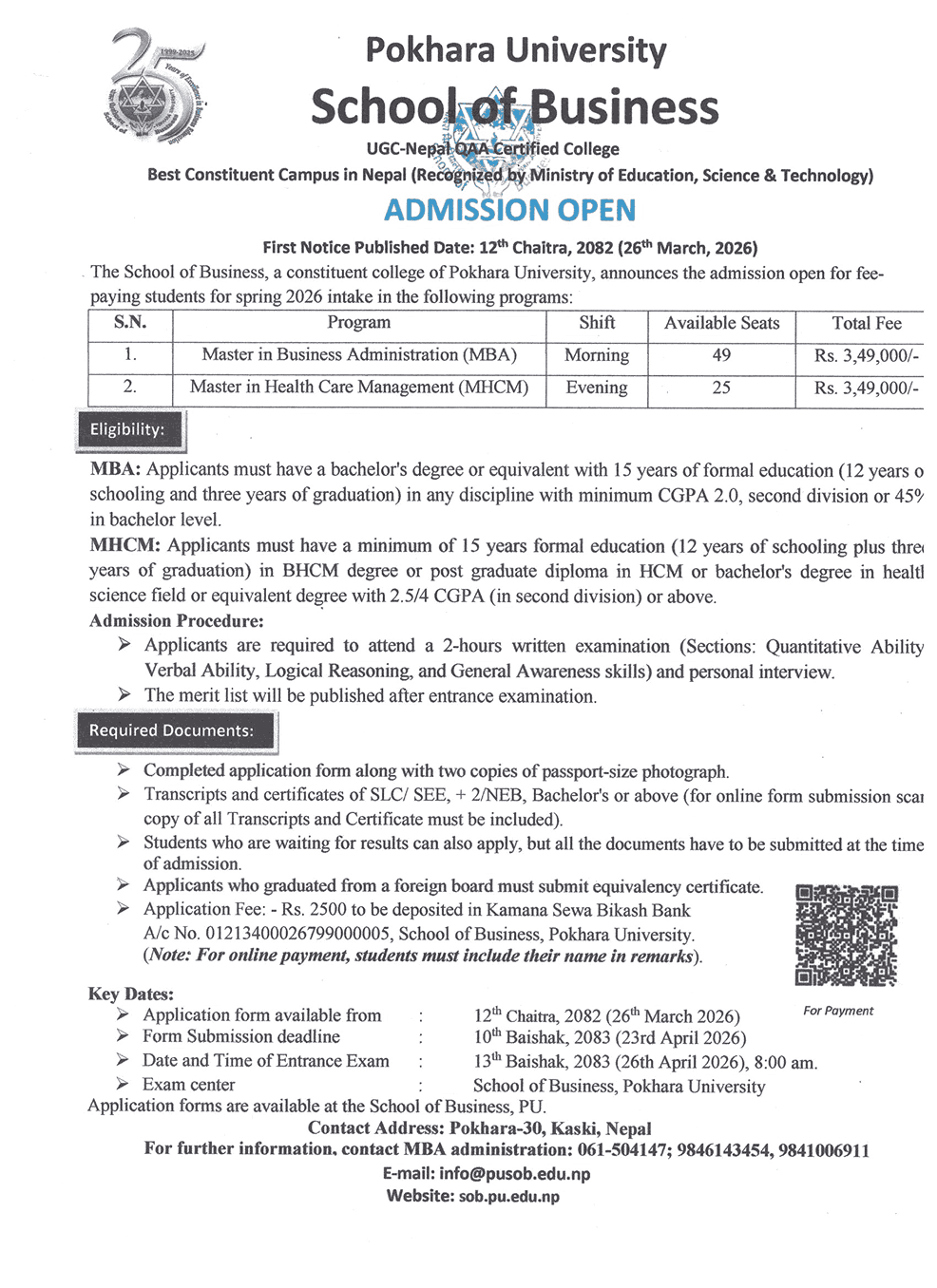 Admission Open for MBA MHCM